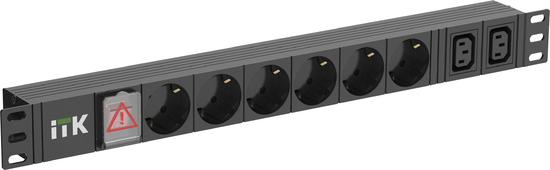 Фото №2 Блок PDU ITK6 розеток нем ст + 2 С13 LED 1U каб 2м нем ст (PH12-6D2C131-P)