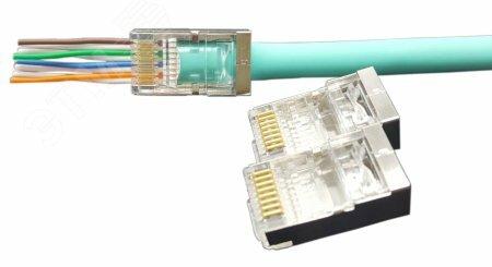 Фото №2 Разъем легкой оконцовки RJ-45 (8P8C) под витую пару (PLEZ-8P8C-U-C5-SH-100)