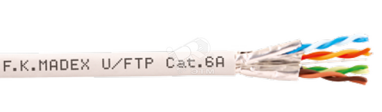 Фото №2 Витая пара U/FTP 4PR 23AWG Cat.6А PVC экранированная(DCM Test Report)