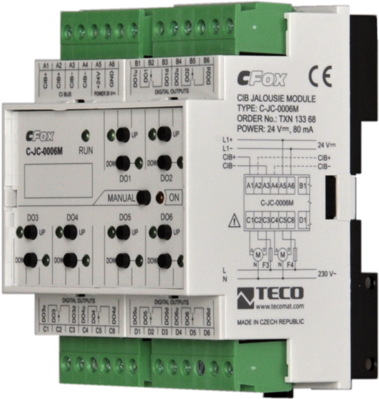 Фото №2 Модуль релейных выходов для жалюзи C-JC-0006M C-JC-0006M: CIB, 6x приводов жалюзи, (6x2 RO - зависимое переключение, локальная функция), 230VAC / 5A (TXN 133 68)