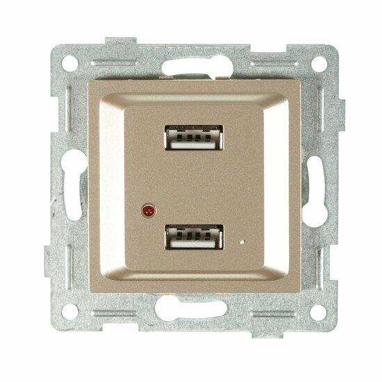 Фото №2 Ugra Розетка USB, двойная, скрытая установка.  шампань (С11USB2-027)