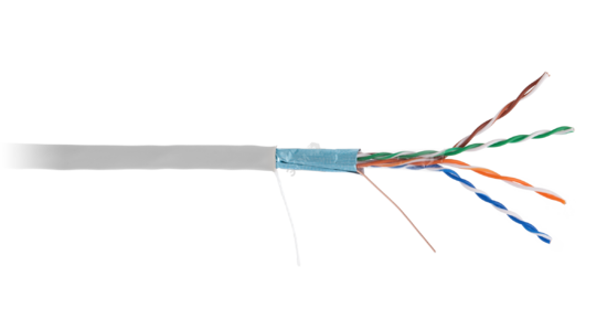 Фото №2 Кабель F/UTP 4 пары Кат.5e одножильный медный внутренний PVC серый 100м (EC-UF004-5E-PVC-GY-1)