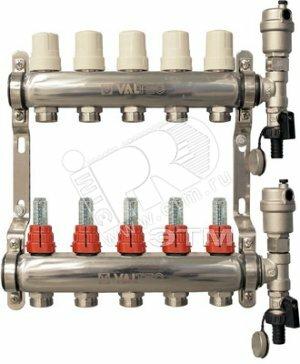Фото №2 Коллекторная группа нержавеющая с расходомерами в сборе 1' х 7 выходов 3/4' евроконус (VTc.589.EMNX.0607)