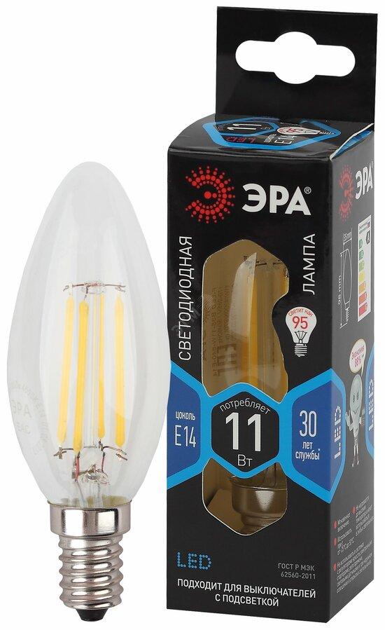 Фото №2 Лампа светодиодная F-LED B35-11w-840-E14  (филамент, свеча, 11Вт, нейтр, E14) (10/100/5000) ЭРА (Б0046987)