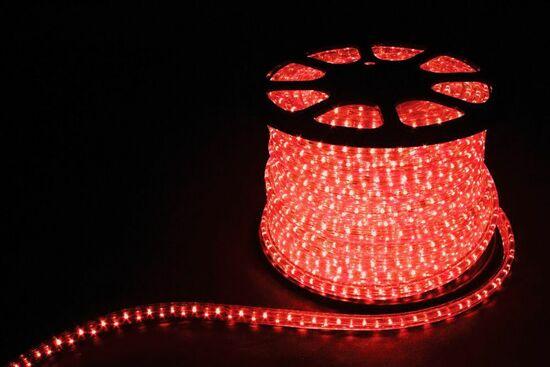 Фото №2 Дюралайт светодиодный LEDх72/м красный трехжильный кратно 2м бухта 50м (LED-F)