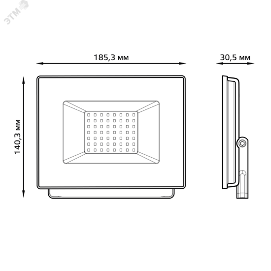 Фото №6 Прожектор светодиодный ДО-50 Вт 4450 Лм 3000К IP65 200-240 В черный LED Elementary Gauss (613527150)