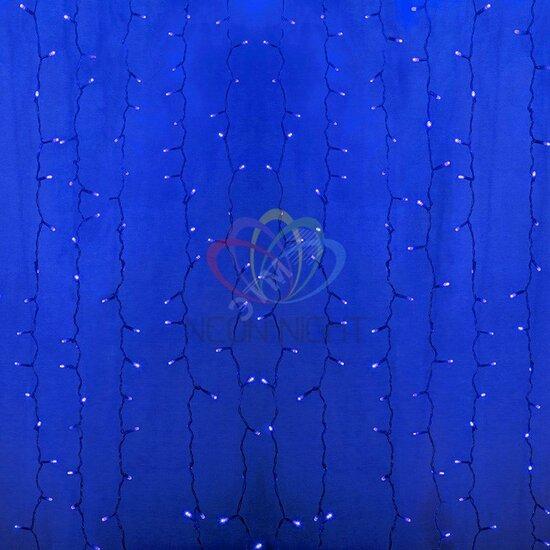 Фото №2 Гирлянда профессиональная Светодиодный Дождь 2х0.8м постоянное свечение прозрачный провод 220В синие (235-103)