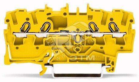 Фото №2 Клемма 4-проводная проходная 0.25-2.5(4)мм.кв желтая (2002-1406)