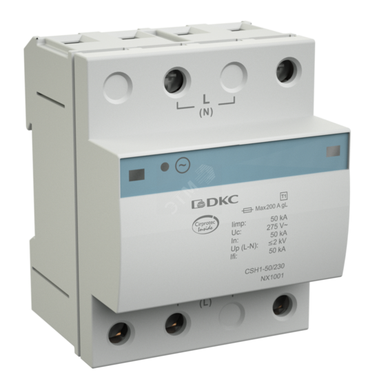 Фото №2 Ограничитель перенапряжения класс II+III 2П L-N-PE 20кА (8/20) c EMI фильтром (NX3011)