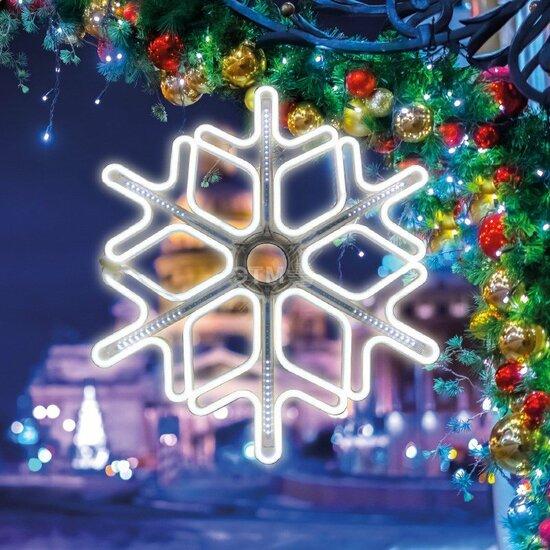 Фото №2 Фигура профессиональная Снежинка из гибкого неона с эффектом тающих сосулек, 60х60 см, цвет свечения белый NEON-NIGHT