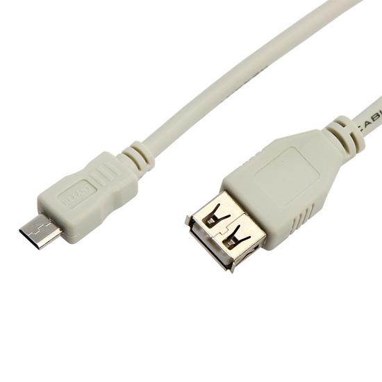 Фото №2 Кабель USB (шт. micro USB - гн. USB A) 0.2 м, серый (etm18-1161)