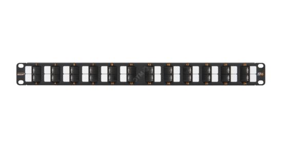 Фото №2 Панель 19'', 1U, 24 угловых порта, Кат.6, RJ45/8P8C, неэкран., черная (NMC-RP24UE2-AN-1U-BK)