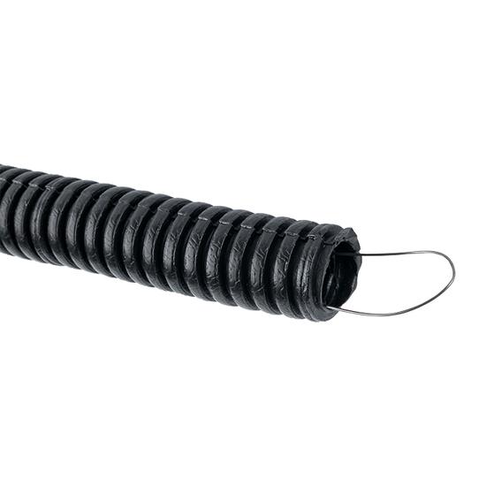 Фото №3 Труба ПНД гибкая гофрированная d25мм, тяжёлая с протяжкой, 75м, цвет черный EKF PROxima (tpnd-25-t)