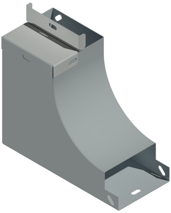 Фото №2 Угол внутренний боковой правый 300х80 отвод 300х80 S=1.0мм оцинкванный (STVSMR.3008.3008.10)