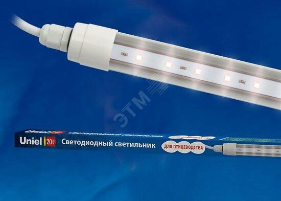 Фото №3 Светильник светодиодный для птиц                  ULY-P61-20W/SCEP/K IP65 DC24V WHITE линейный,     1250мм,c коннектором.Спектр для яйценоскости,Uniel (UL-00001608)