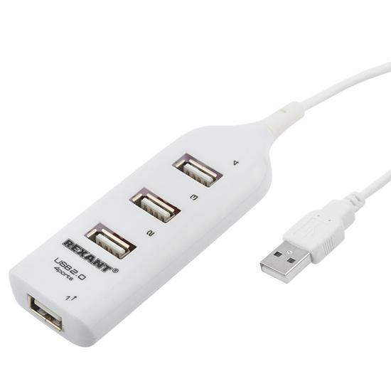 Фото №2 Разветвитель USB 2.0 на 4 порта белый (etm18-4105-1)