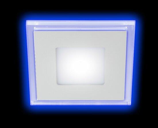 Фото №2 LED 4-6 BL Точечные светильники ЭРА светодиодный квадратный c cиней подсветкой LED 6W 220V 4000K (Б0017495)