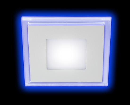 Фото №4 LED 4-6 BL Точечные светильники ЭРА светодиодный квадратный c cиней подсветкой LED 6W 220V 4000K (Б0017495)