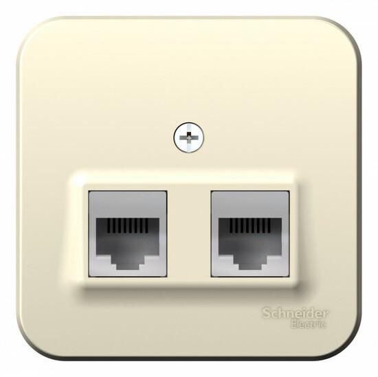 Фото №2 Розетка BLANCA наружная двойная компьютерная RJ45+телефонная RJ11, кат.5e, с изолирующей пластиной, молочный (BLNIA045112)