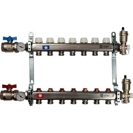 Фото №2 Коллектор STOUT из нержавеющей стали в сборе без  расходомерами 7 выходов (SMS 0912 000007)