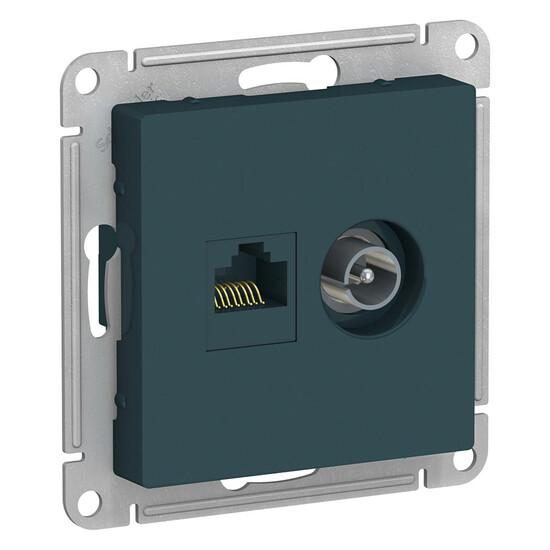 Фото №2 Розетка ATLASDESIGN двойная компьютерная+ТВ RJ45+TV категория 5E механизм изумруд (ATN000889)