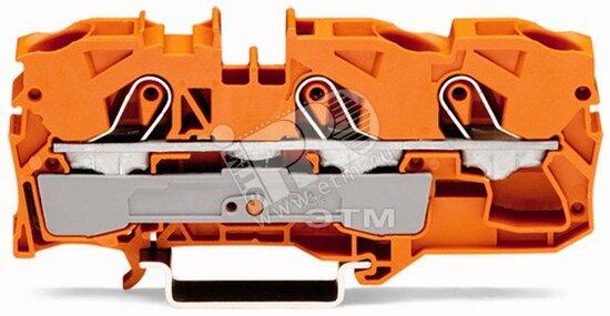 Фото №2 Клемма трехпроводная проходная 0.5-10(16)мм.кв оранжевая (2010-1302)