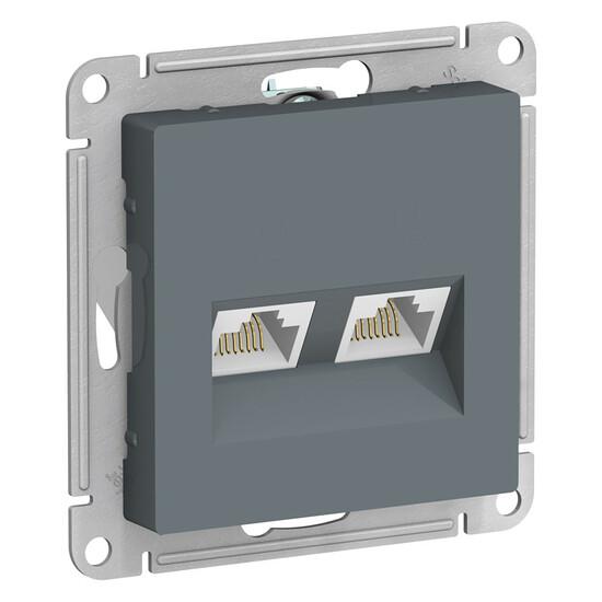 Фото №3 Розетка ATLASDESIGN двойная компьютерная RJ45+RJ45 категория 5E механизм грифель (ATN000785)