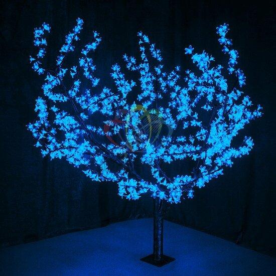 Фото №2 Фигура уличная светодиодная Дерево Сакура H1.5м диаметр кроны 1.8м синее IP54 понижающий трансформатор в комплекте (531-103)