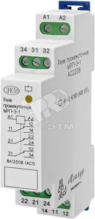 Фото №2 Реле промежуточное МРП-3-1 ACDC24В УХЛ2 (4640016930951)