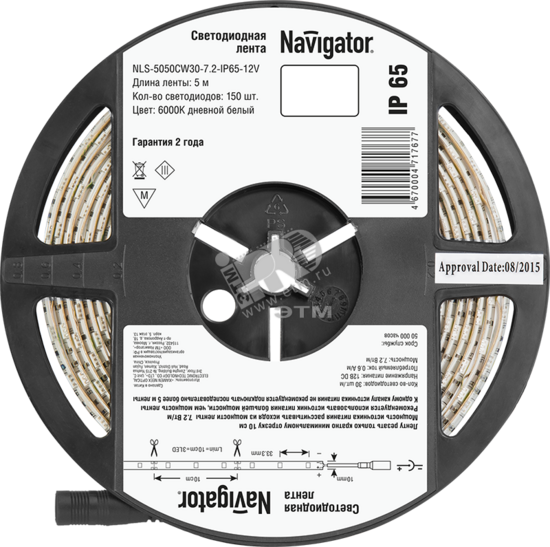 Фото №2 Лента светодиодная LEDх30/м 5м 7.2Вт/м 12В IP65 дневной (71767 NLS-5050)