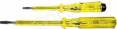 Фото №2 Отвертка индикаторная, желтая ручка, 100-250 В, 140 мм (56514)