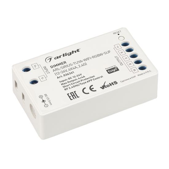 Фото №2 Диммер ARL-SIRIUS-TUYA-WIFI-RGBW-SUF (12-24V, 4x4A, 2.4G) (Arlight, IP20 Пластик, 3 года) (036361)