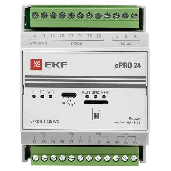 Фото №4 Контроллер базовый ePRO удаленного управления     6вх\4вых 230В WiFi GSM EKF PROxima (ePRO-6-4-230-WG)