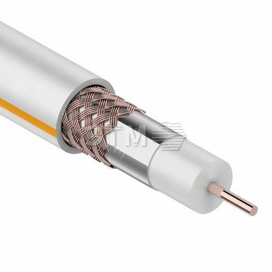 Фото №2 Кабель коаксиальный SAT 50 M, Cu/Al/Cu, 75%, 75 Ом, бухта 100 м, белый (etm01-2401)