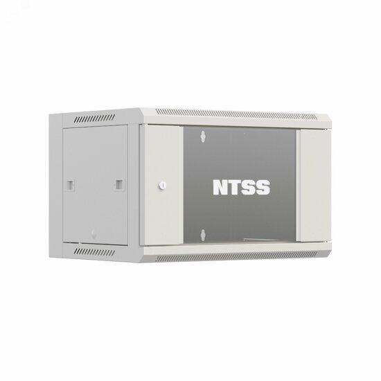 Фото №2 Шкаф настенный телекоммуникационный NTSS W 6U 600х450х370мм, 2 профиля 19, дверь стеклянная, боковые стенки съемные, задняя стенка, разобранный, серый RAL 7035 (NTSS-W6U6045GS)