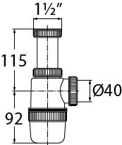 Фото №2 Сифон ЭЛИТ для моек и раковин 1'1/2 x 40 мм без выпуска (30986130)