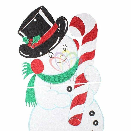 Фото №2 Фигура профессиональная елочная Снеговик в шляпе 175х90см белый (502-394)