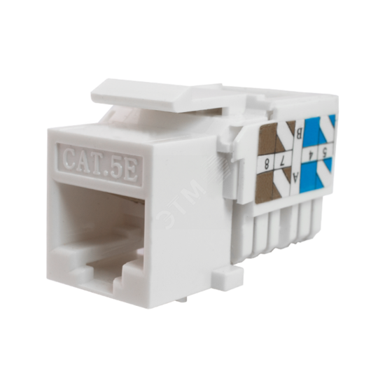 Фото №2 Keystone Jack 8P8C (RJ-45), UTP, Cat.5e. инструментальная заделка, белый (10-0313)