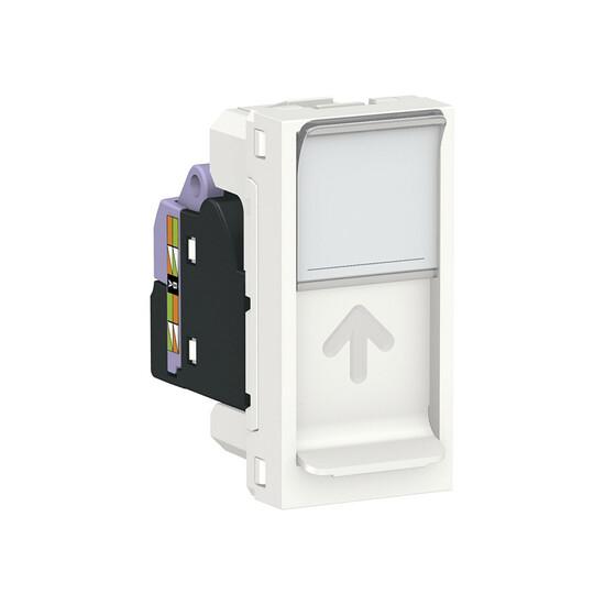 Фото №3 Розетка UNICA MODULAR компьютерная RJ45 одиночная категория 6 STP 1 модуль белый (NU341618)