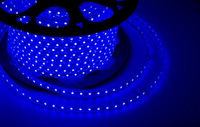 Фото №2 Лента уличная LED герметичная в силиконовой оболочке 220В 10х7мм IP65 SMd3528 60 диодов/метр cиний (бухта 100м) (142-603)