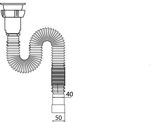 Фото №2 Сифон гофрированный для раковины 1'1/4 х 40/50 мм L800 мм выпуск пластик (30717342)