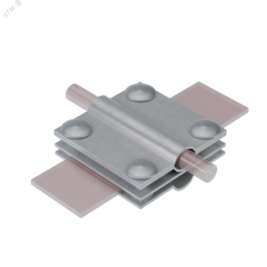 Фото №2 Соединитель заземляющий для прутка д 5-12мм, стержня д 10-20мм, полосы до 40мм. 4 пластины. Метизы 4хМ8х40. Термодиффузионное циннкование (MA0349)