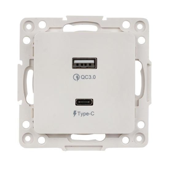 Фото №3 Стокгольм Механизм Розетки с 2USB type-A + type-C белый  EKF (EYR-2USB-type-C)