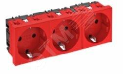 Фото №2 Розетка двойная 33° с заземляющим контактом 250 В 16A (красный) (STD-D3 SRO2)