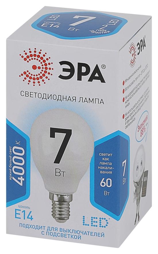 Фото №3 Лампа светодиодная LED P45-7W-840-E14 (диод, шар, 7Вт, нейтр, E14, (10/100/3600) ЭРА (Б0020551)