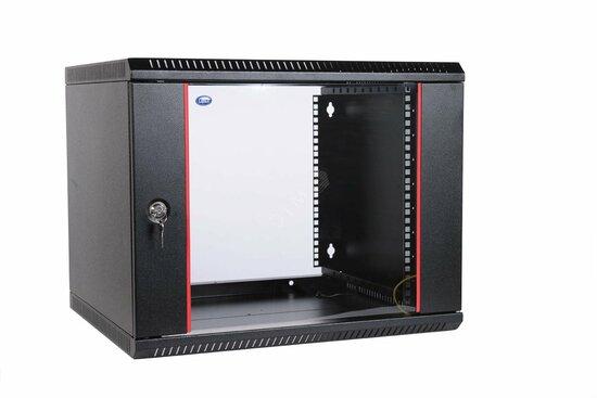Фото №2 Шкаф телекоммуникационный настенный разборный 18U (600х520) дверь стекло черный (ШРН-Э-18.500-9005)