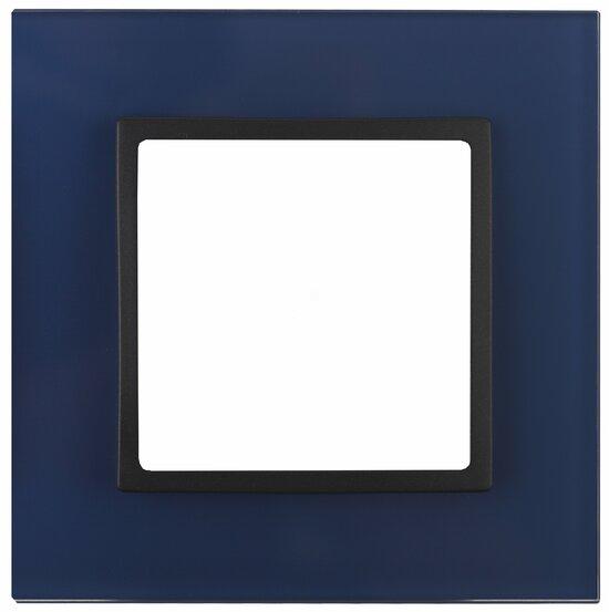 Фото №2 Рамка на 1 пост, стекло, Эра Elegance, синий+антр, 14-5101-29 (Б0034483)