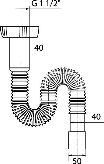 Фото №2 Сифон гофрированный для мойки без выпуска 1'1/2 х 40/50 мм L800 мм (30717993)