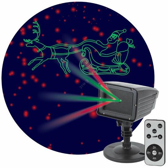 Фото №2 ENIOP-02 ЭРА Проектор Laser Дед Мороз мультирежим 2 цвета, 220V, IP44 (12/180) (Б0041643)
