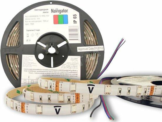 Фото №2 Лента светодиодная LEDх30/м 5м 7.2w/m 12В IP65 RGB (71428 NLS-RGB)